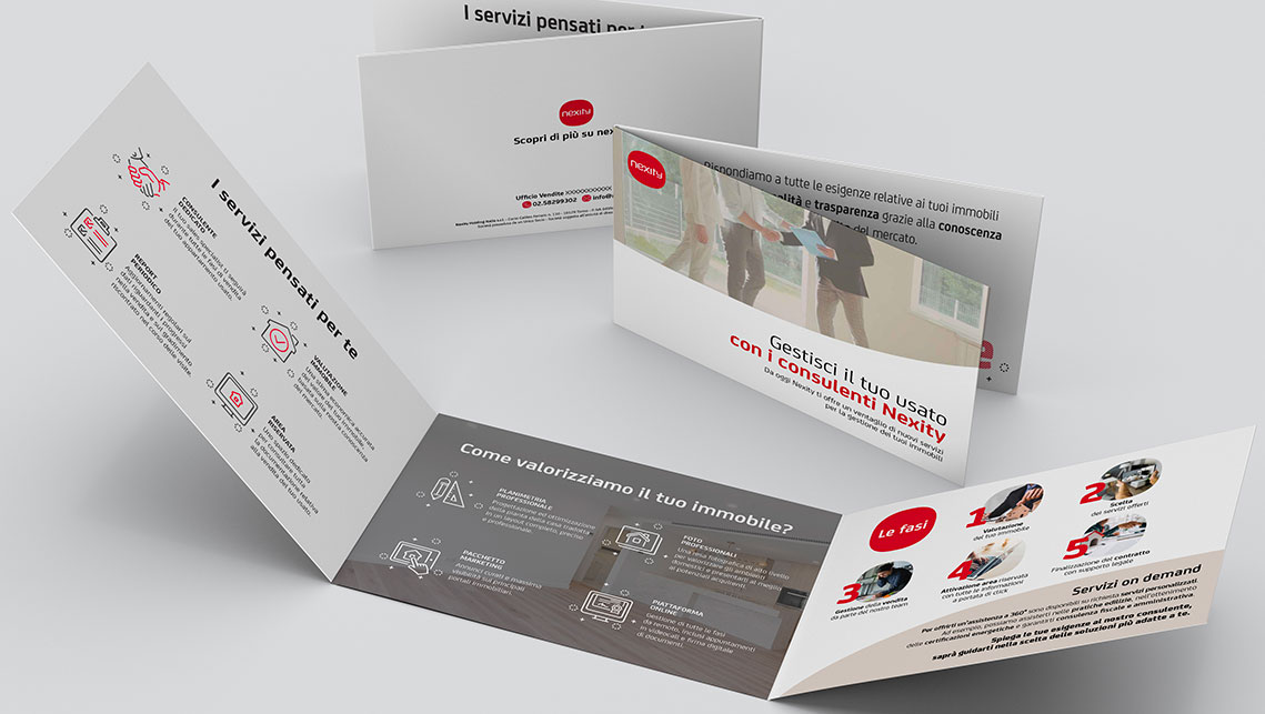 Il leaflet cartaceo realizzato da ATC per presentare Nexity Agency