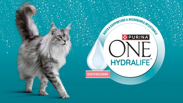Il logo e il mood grafico generale del prodotto di petfood Purina® ONE® Hydralife