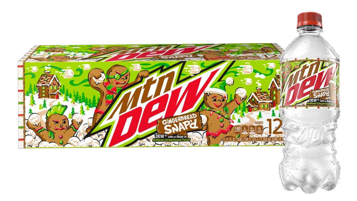Il packaging di MTN Dew Gingerbread Snap’d, la proposta natalizia di Mountain Dew