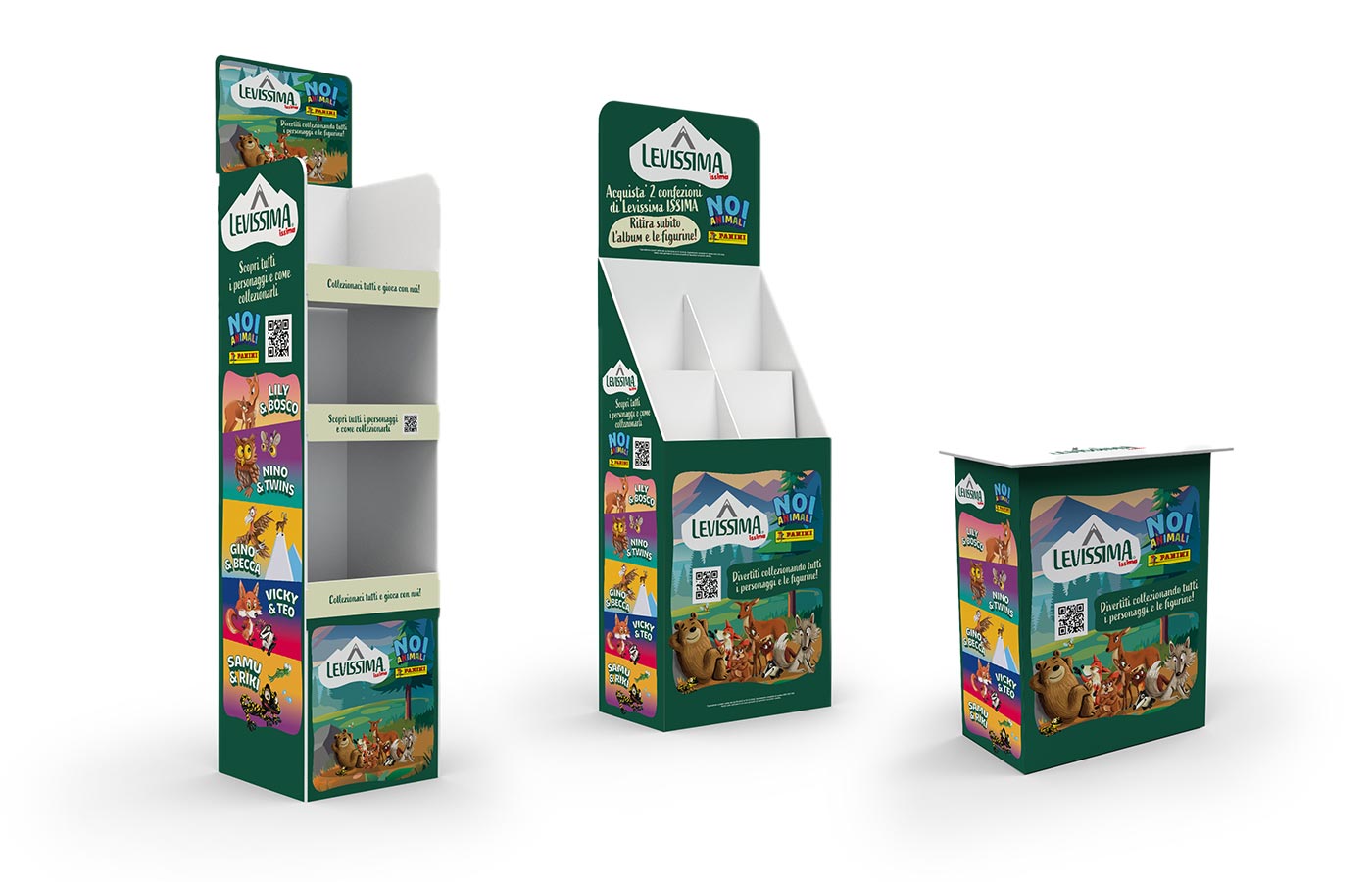 I materiali espositivi e il desk creati da ATC per la teatralizzazione in store del progetto Issima animali