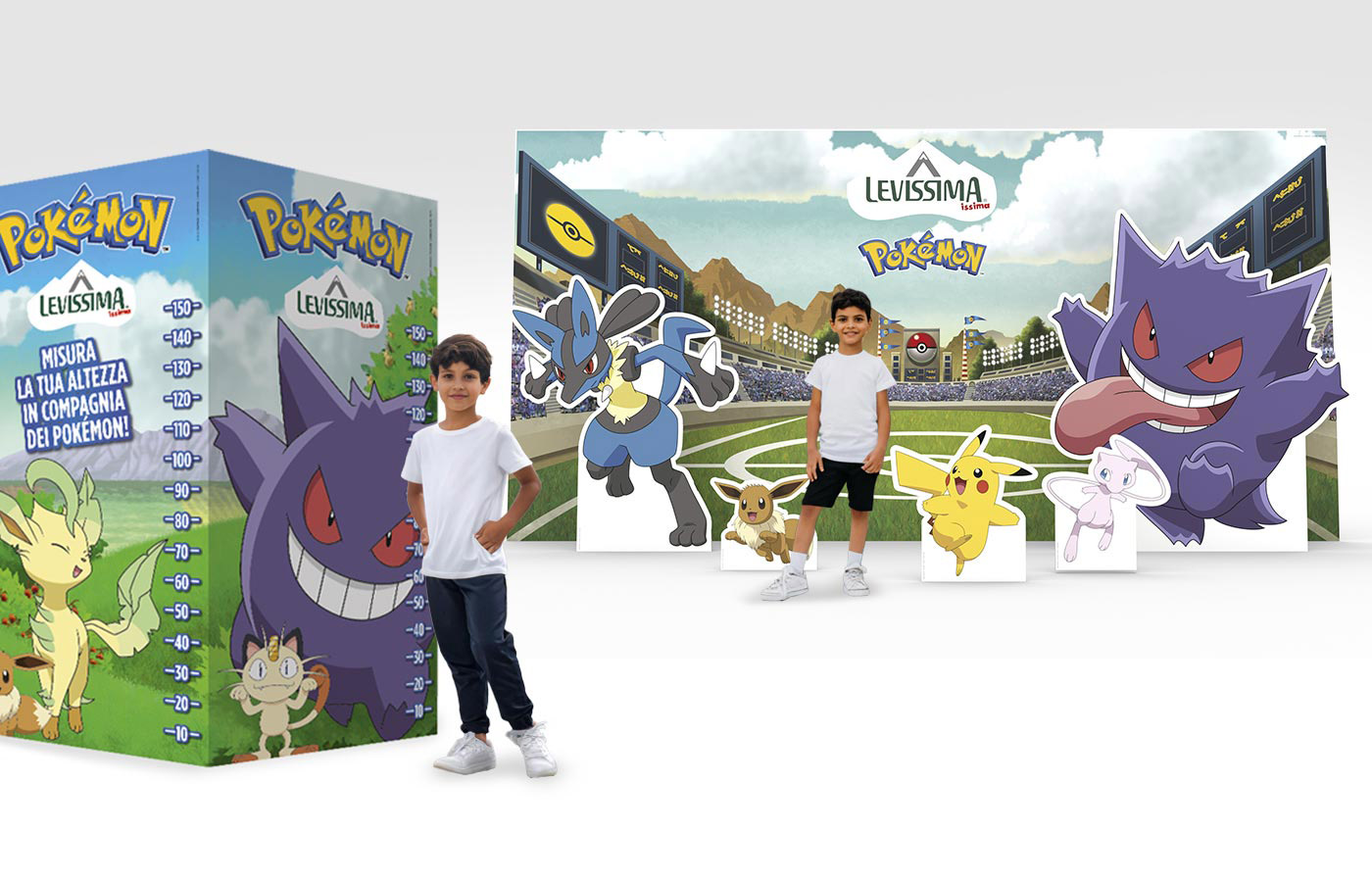 I materiali per la Levissima Family Run che ATC ha realizzato ispirandosi alla collaborazione tra Issima e Pokémon