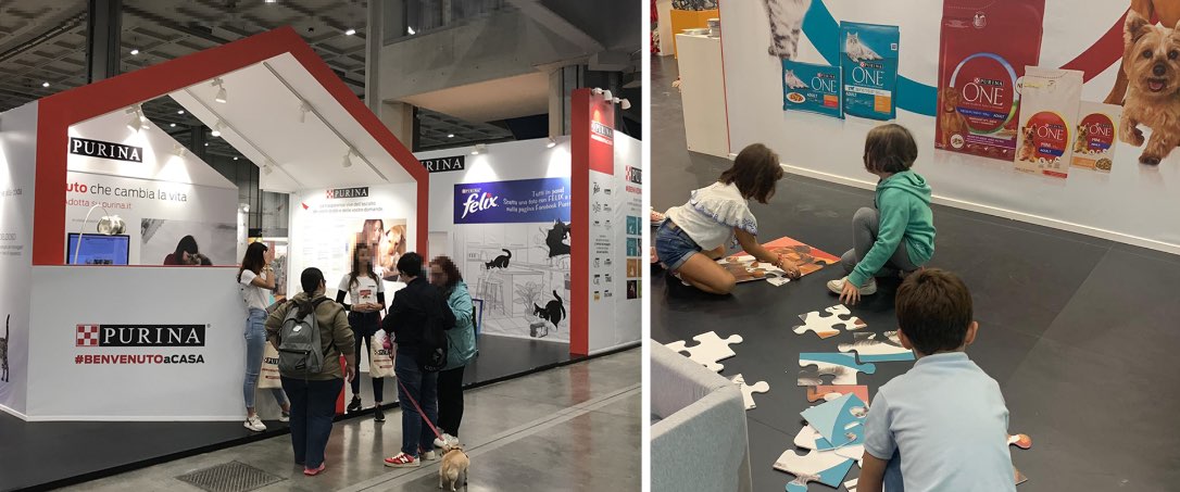 grafica dello stand Purina a Pets in the City