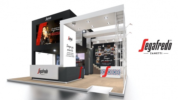 abbigliaggio dello stand Segafredo a Sigep