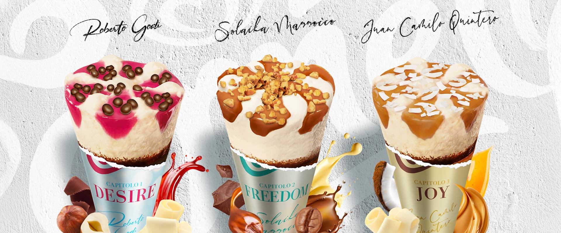 Composit range Cornetto Summer Emotions: dettaglio gusti con ingredienti utilizzati