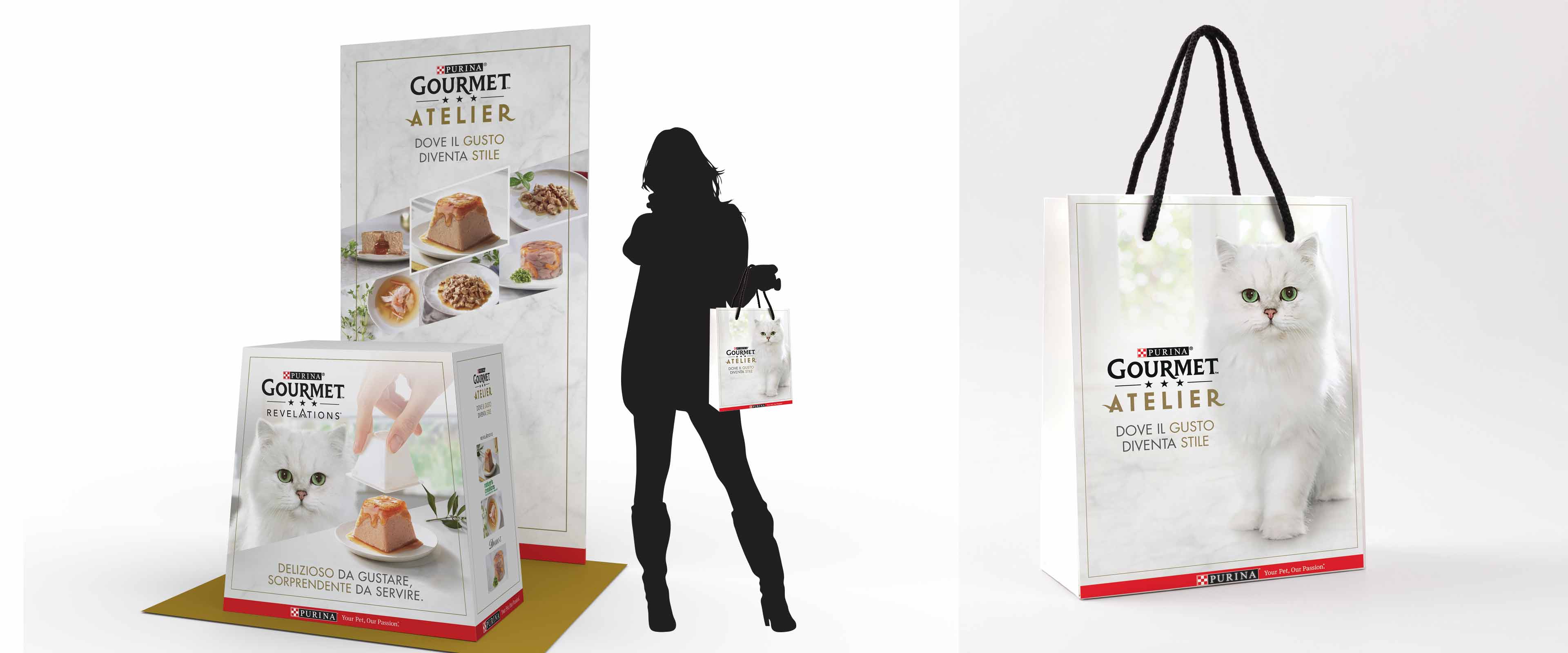 Isola promo e shopper per presentare il concept Gourmet Atelier