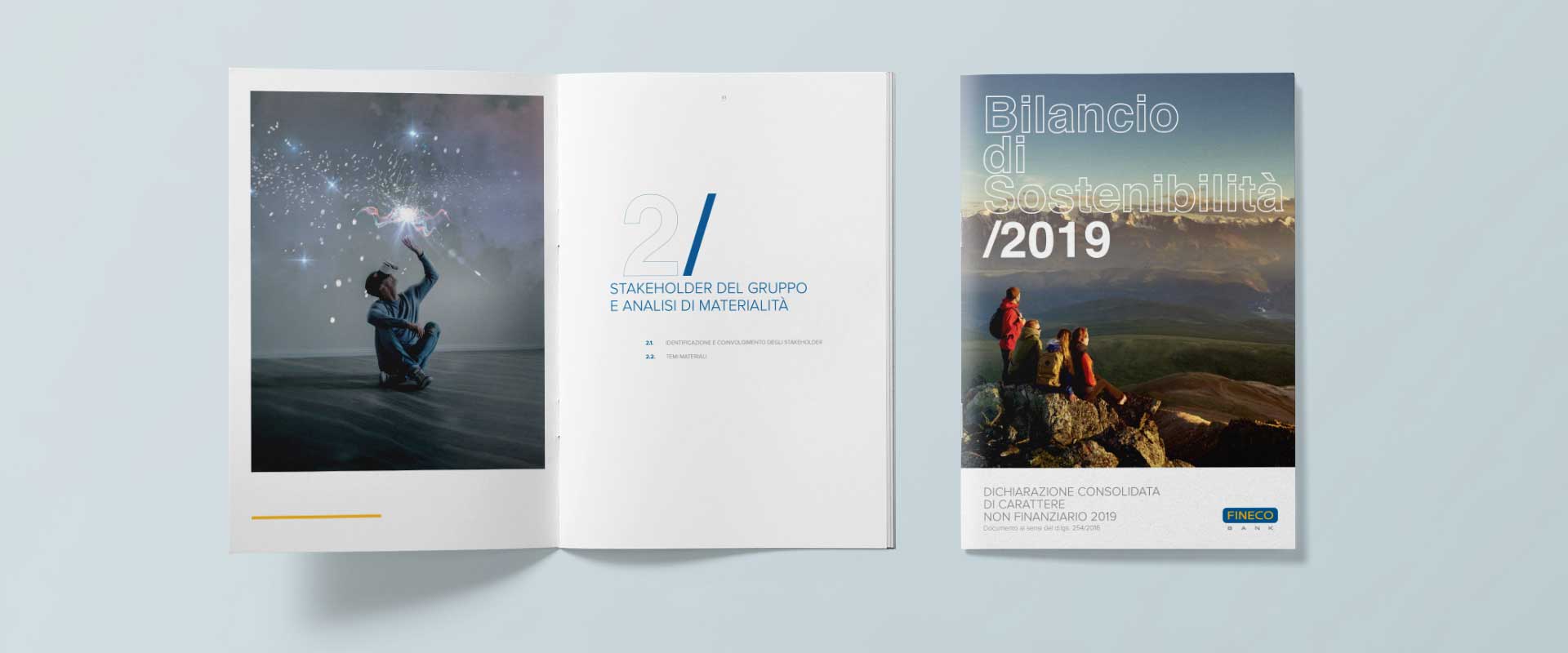Restyling grafico di ATC - All Things Communicate del nuovo bilancio di sotenibilità Fineco
