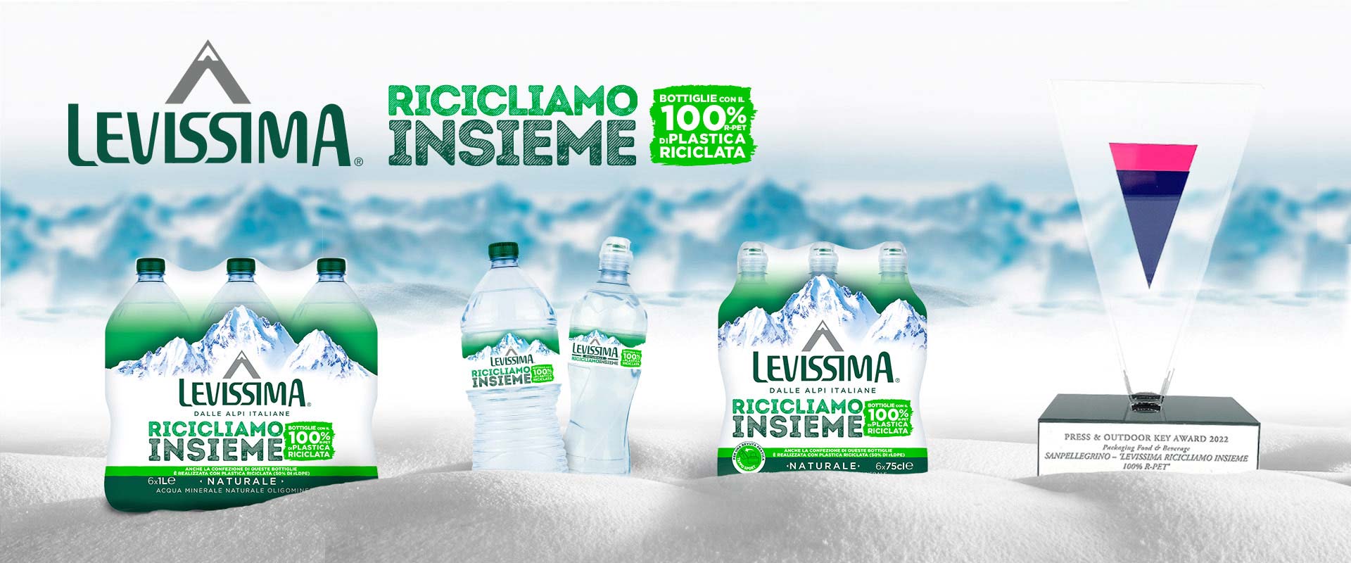 Il progetto sostenibile Ricicliamo Insieme di Levissima vince il Key Award 2022 nella categoria packaging grazie al redesign di etichette e fardelli ad opera di ATC