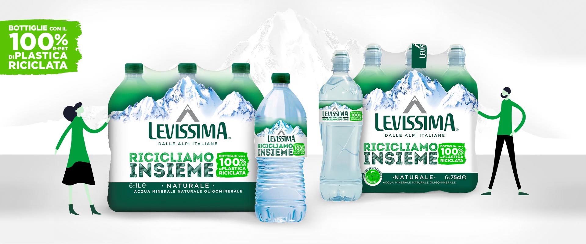 Levissima, le nuove bottiglie con il 100% di plastica riciclata