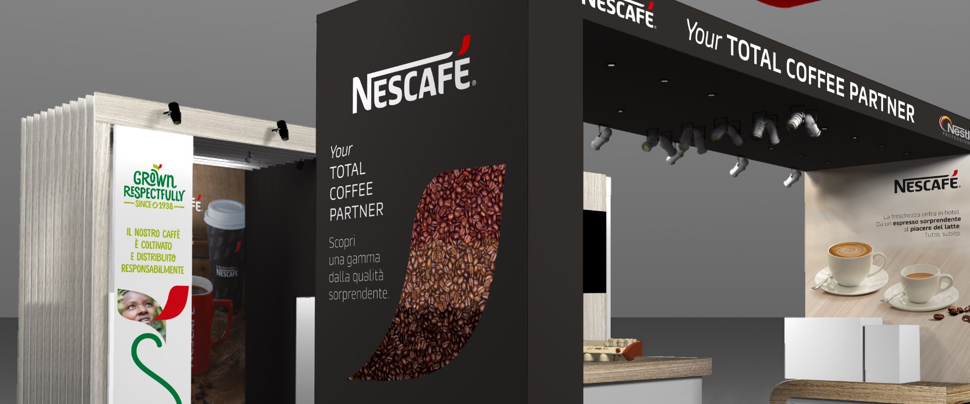 events and exhibitions fiera SIGEP allestimento stand Nescafé Nestlé professional