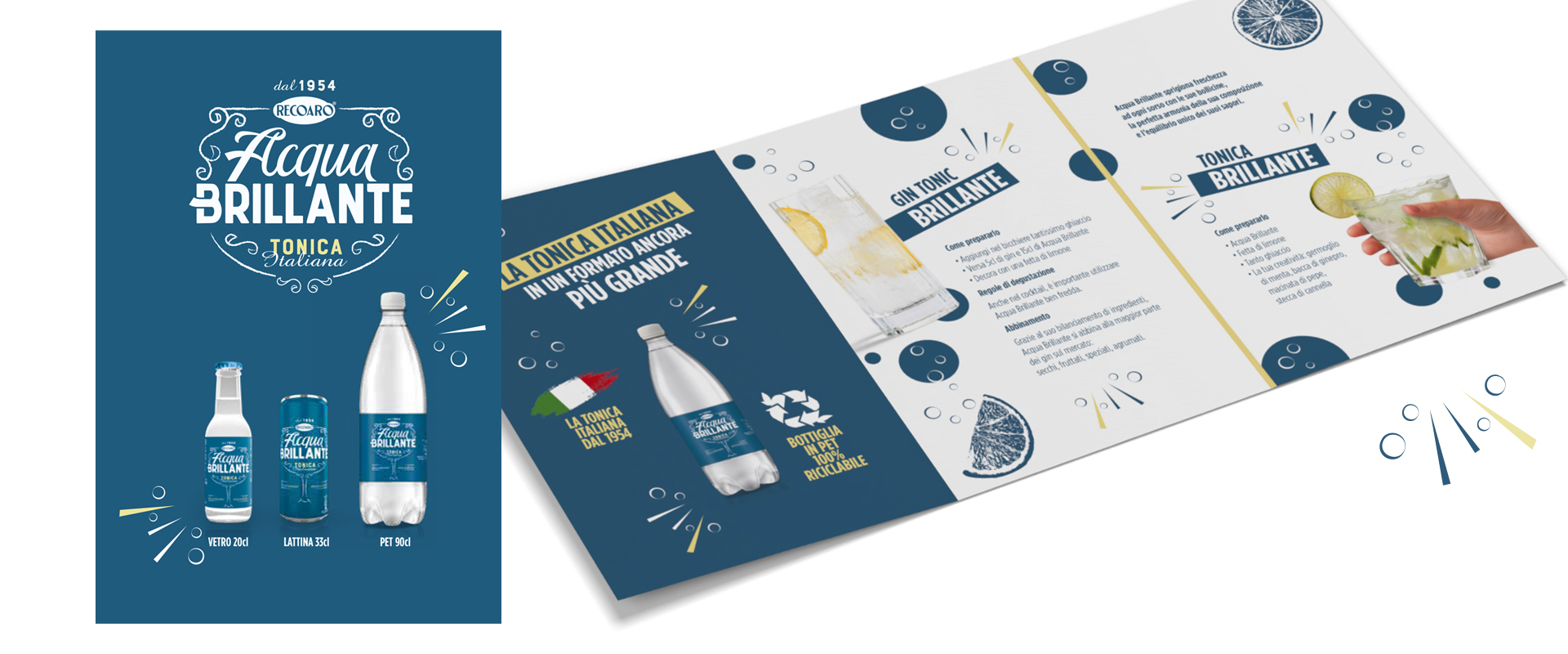 Il leaflet consumer realizzato da ATC per comunicare i formati e le occasioni di consumo di Acqua Brillante