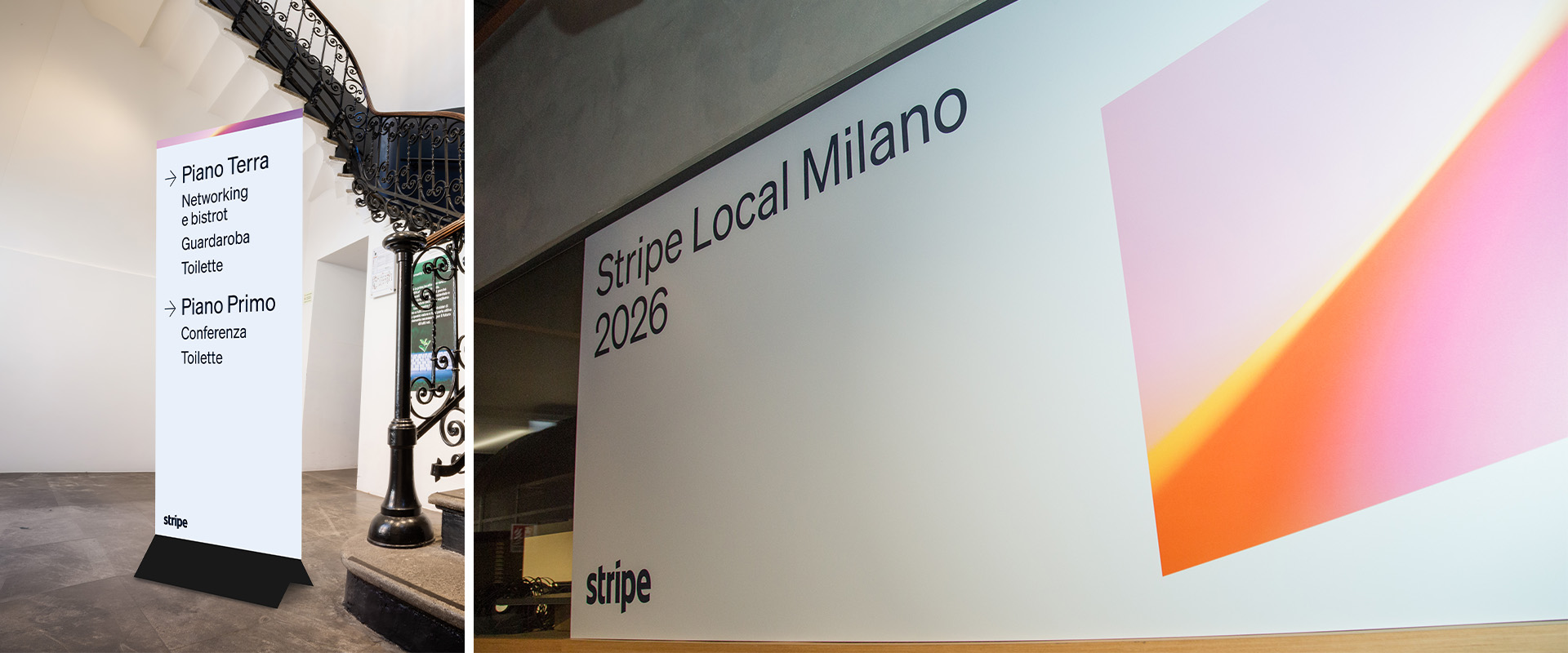 I materiali realizzati da ATC per l'evento Stripe Local Milan