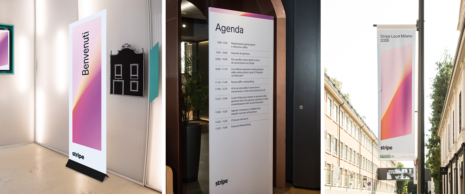 I materiali realizzati da ATC per l'evento Stripe Local Milan