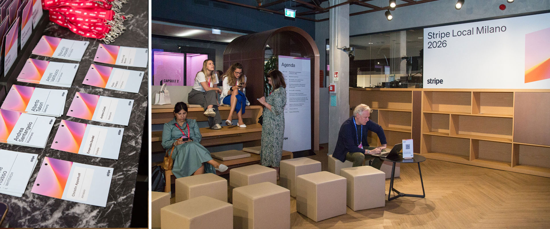 I materiali realizzati da ATC per l'evento Stripe Local Milan